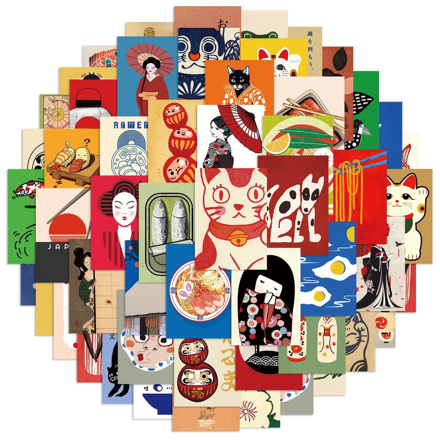 50Pcs Cartoon Japanese Style Poster Stickers DIY Diary Phone Case Handmade Scrapbook Aesthetic Stickers