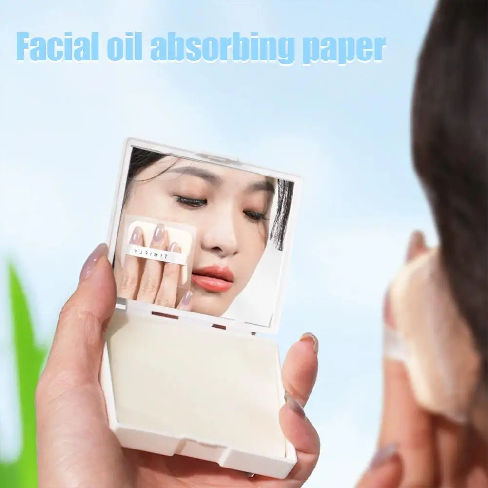 100pcs Portable Oil Absorbing Paper With Mirror Case Women Facial Care Beauty Facial Oil Blotting Paper with Mirror