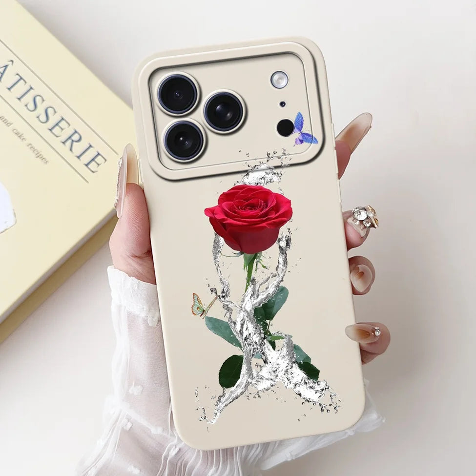 For iPhone 17 Pro Case Silicone Luxury Flowers Cute Kawaii Funny Painted Cover For iP 17 Pro Phone Case A3256 A3522 A3523 A3524