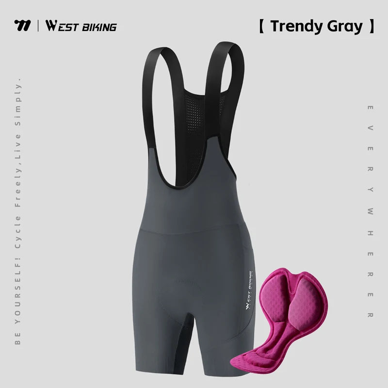 WEST BIKING Women Cycling Bib Shorts Summer High-waisted MTB Road Bike Shorts Breathable Quick Dry Yoga Fitness Bicycle Tights
