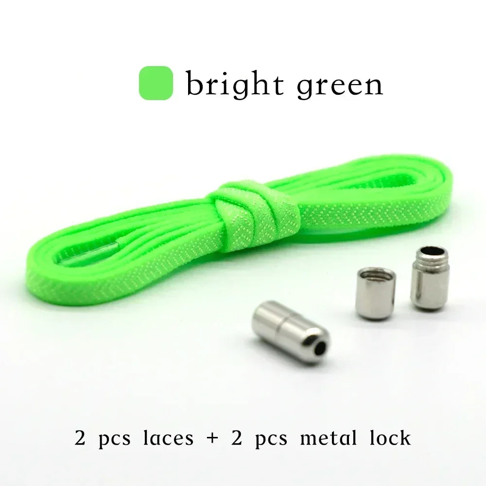 No Tie Shoelaces with Metal Lock – Flat Elastic Shoe Laces for Adults and Kids Sneakers, Quick Wear Shoe Strings for Lazy Day
