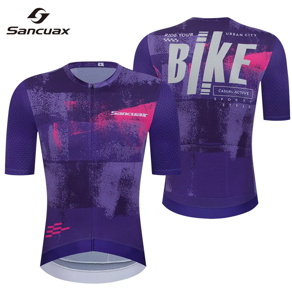 Men Cycling Jersey Sancuax Summer Cycling Racing Tops Short Sleeves Road Bike Cycling Jersey Breathable Quick Dry Cycling Shirts