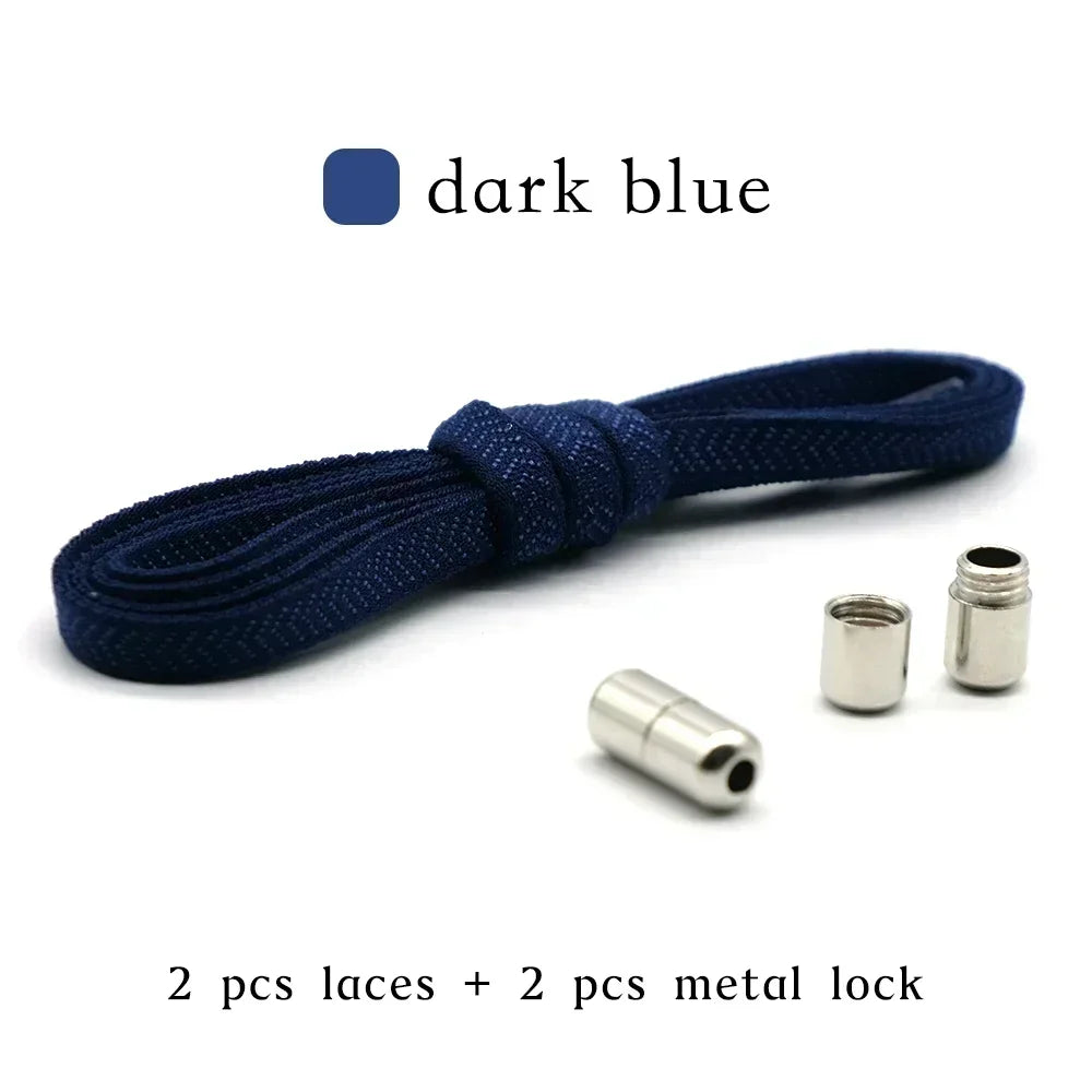 No Tie Shoelaces with Metal Lock – Flat Elastic Shoe Laces for Adults and Kids Sneakers, Quick Wear Shoe Strings for Lazy Day