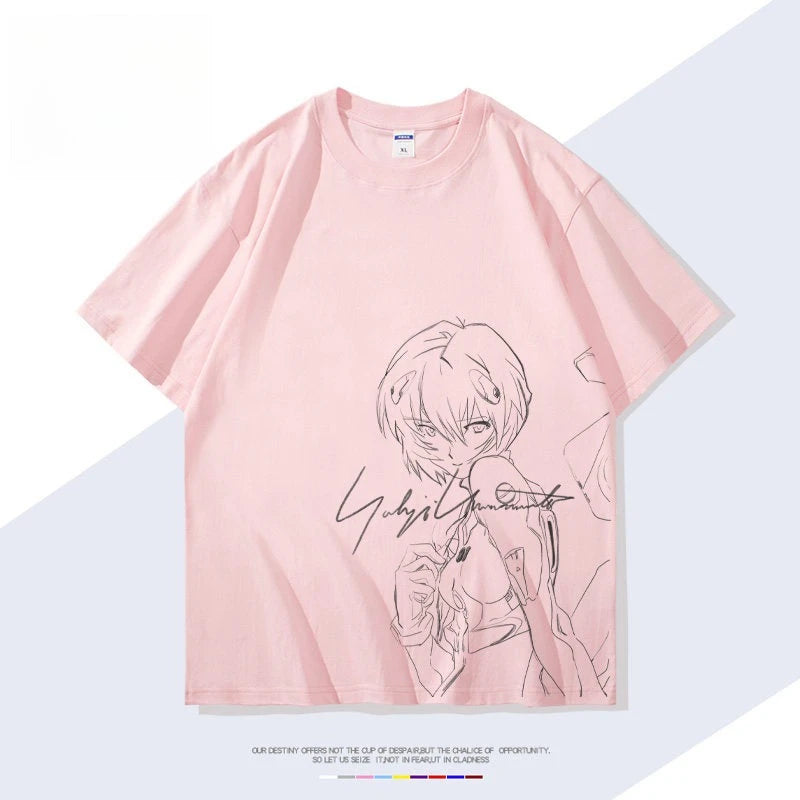 Neon Genesis Evangelion Rei Ayanami Printed T-shirt Men's and Women's T-shirt Men's Top Sports T-shirt Men's T-shirt Summer Tee