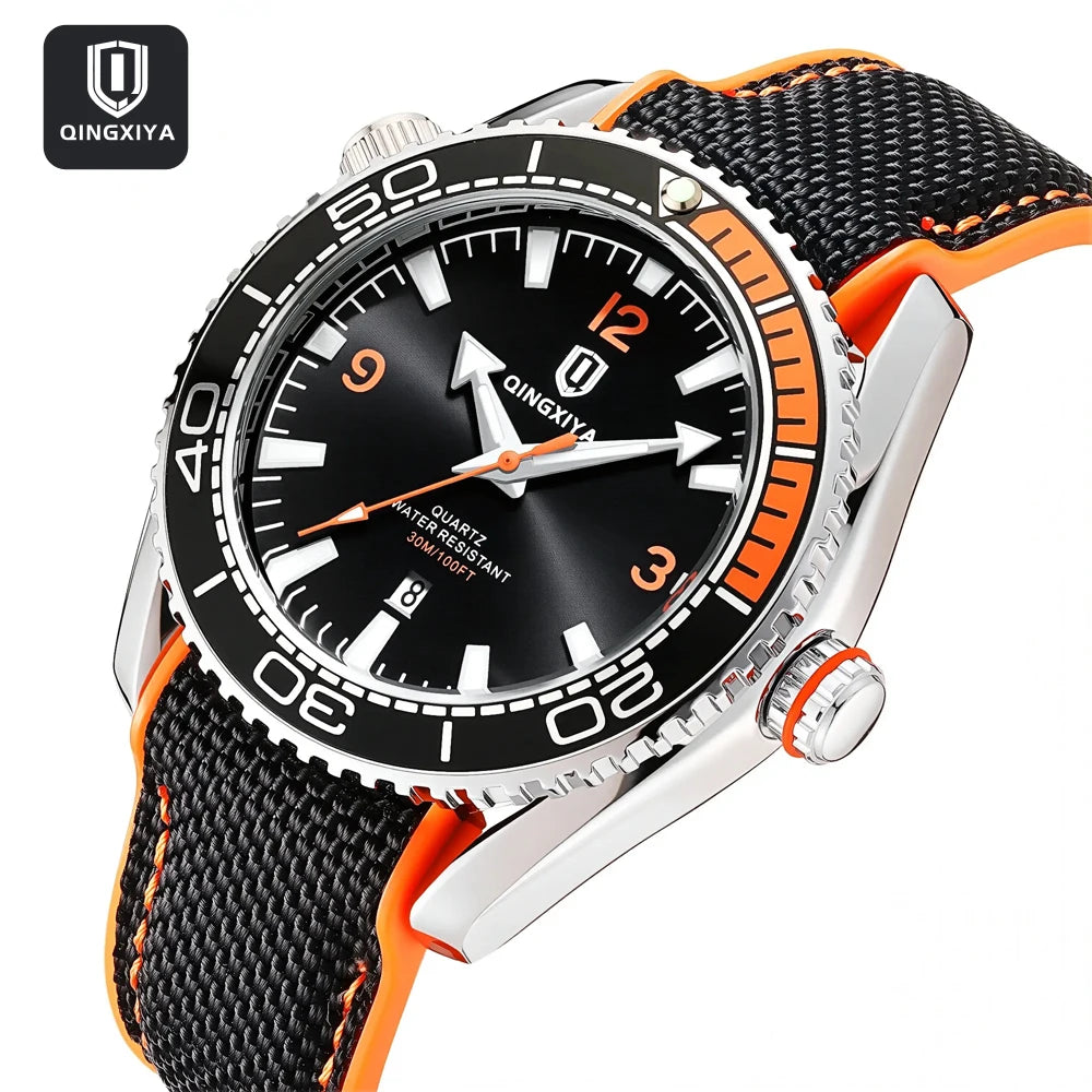 QINGXIYA Sport Quartz Watch Men Fashion Silicone Strap Waterproof Luminous Date Mens Watches Top Brand Luxury Clock Reloj Hombre