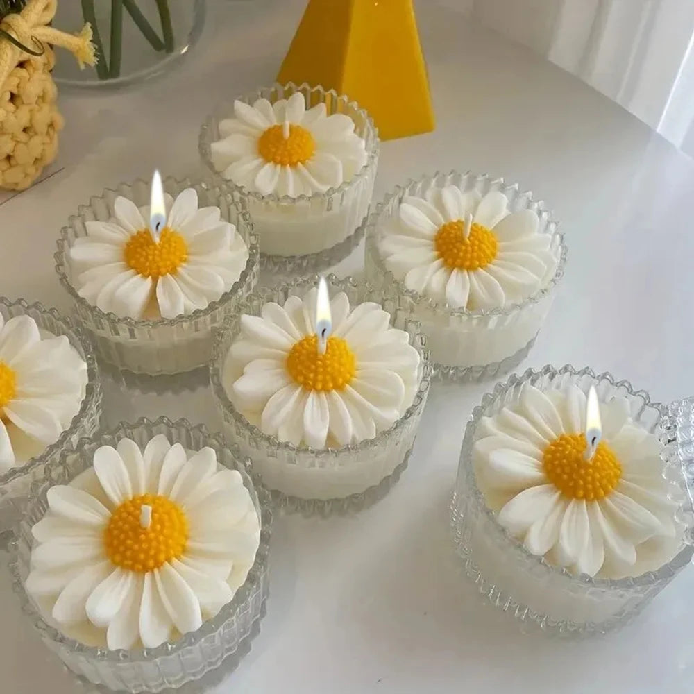 Daisy Candle Mold Silicone Gypsum Aromatherapy Epoxy Scented Resin Soap Flower Handmade for Candle Making Tools Gifts