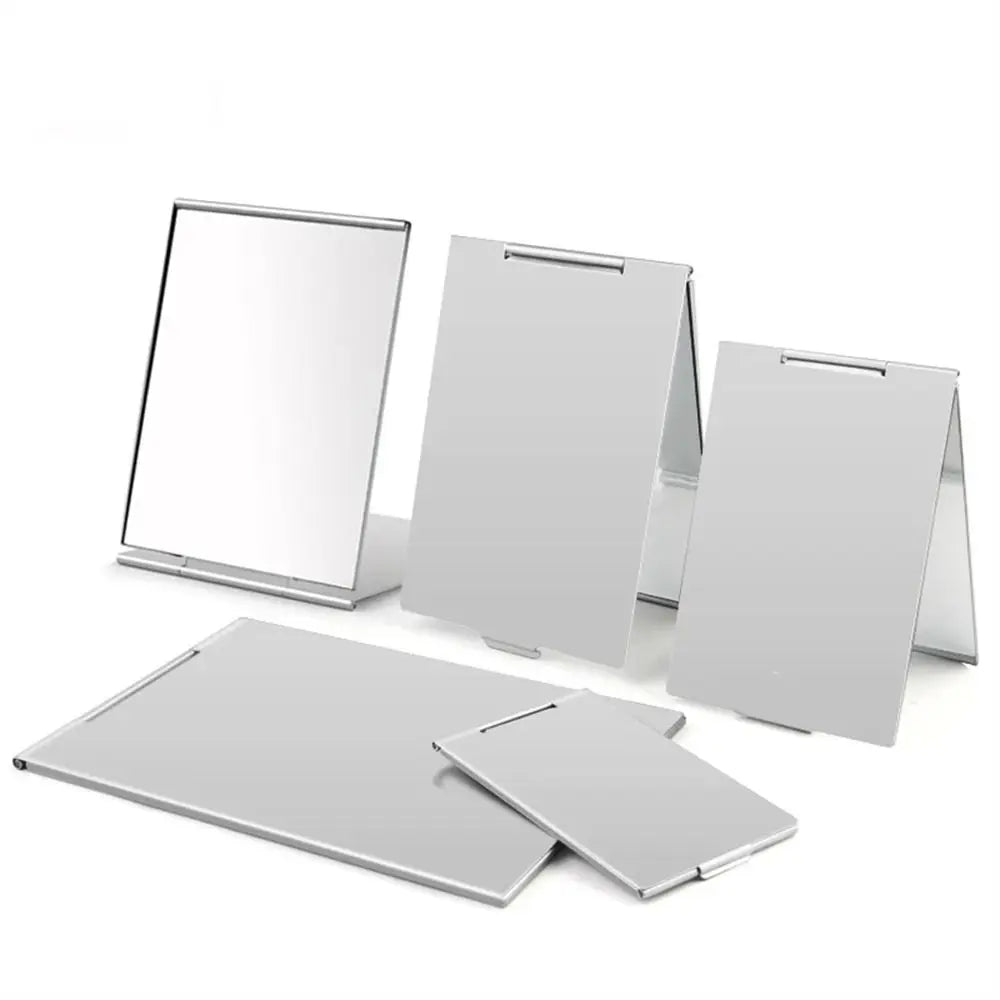Aluminum Folding Mirror Pocket Mini Portable Makeup Mirrors Travel Hand Small Mirror Vanity Foldable Compact Cosmetics Tools