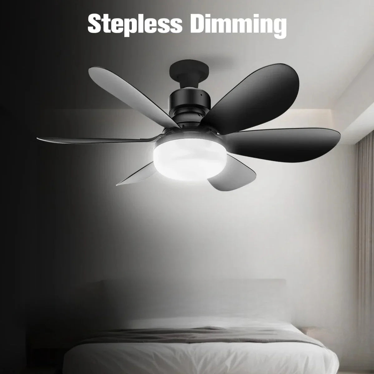 LED 30W Ceiling Fan Light E27 with Remote Control for Dimming Suitable for Living Room Study Household Use 85-265V