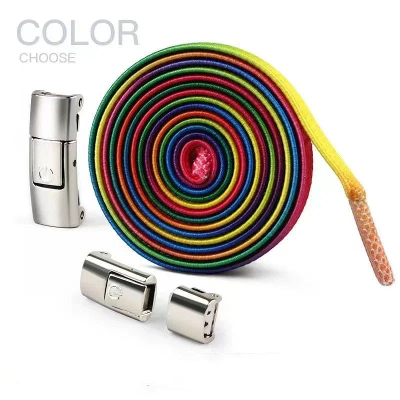 New Press Lock Shoelaces Without ties Gradient Flats Elastic Laces Sneakers Kids Adult No Tie Shoe laces for Shoes Accessories