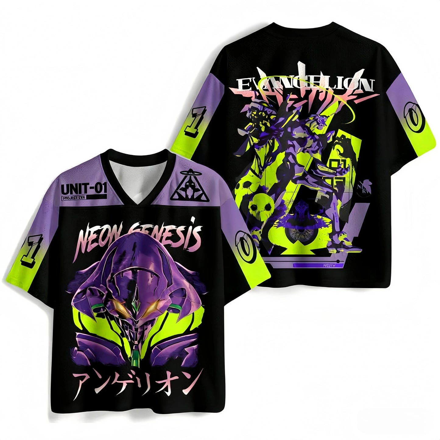 Neon Genesis Evangelion Anime V-Neck Jersey 3D Print Oversized Streetwear Harajuku Tops for Men Women 2026 New Gift for Fans