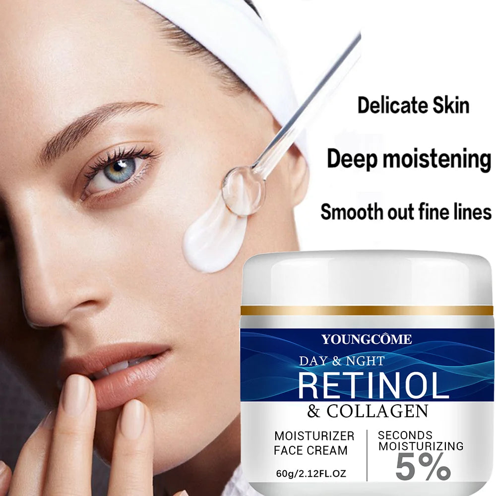 YOUNGCOME Collagen Retinol Hyaluronic Acid Facial Cream Anti Aging Firming Lifting Fade Fine Lines Whitening Moisturizing