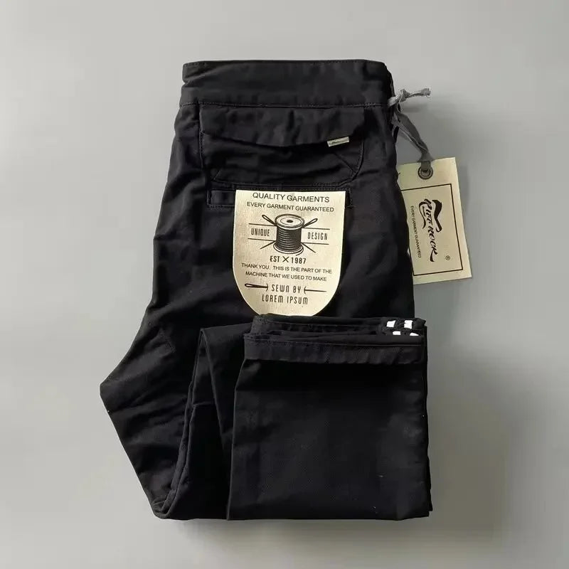 American Style Pure Cotton Heavy Duty Cargo Pants for Men Anti-Dirt Anti-Wear Loose Straight Leg Casual Pants Footwear