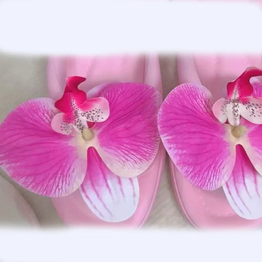 1Pair Thai Fairy Butterfly Flower Shoe Buckles Phalaenopsis Shoe Flower Sandals Sweet Butterfly Orchid Shoe Accessory Shoe Clips