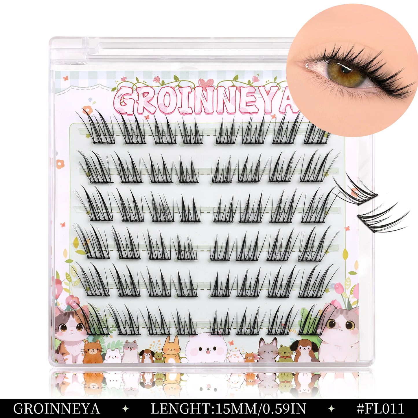 GROINNEYA Manga Cluster Lashes DIY Eyelash Extension Natural Individual Lashes Natural Curl Lash Clusters Makeup At Home