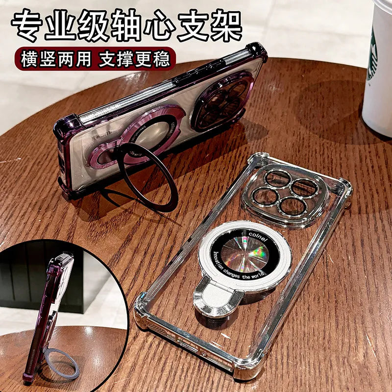For Redmi Note 15 Pro and Note 15 Pro Plus Case Magnetic Holder Plating Airbag Transparent Camera Protection Shockproof Cover