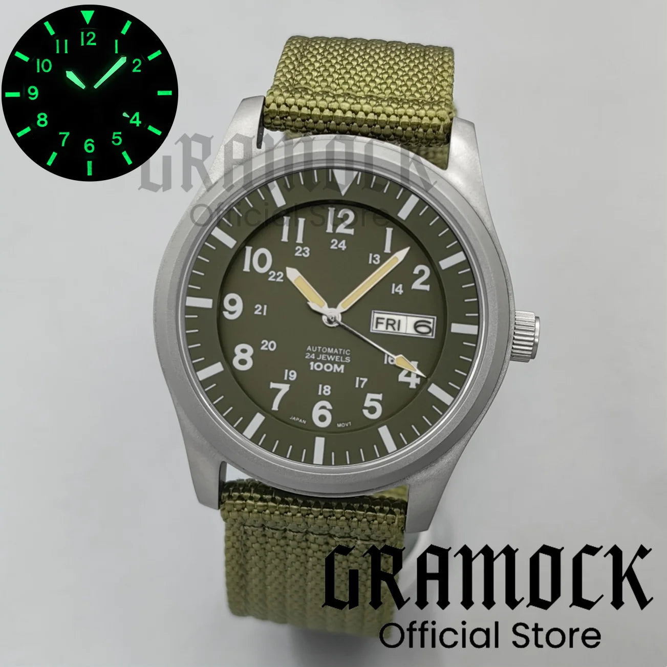 Gramock 42MM Men's Fashion NH36A Mechanical Sports Watches Black Dial Luminous Sapphire Glass Men Watch Waterproof Reloj Hombre