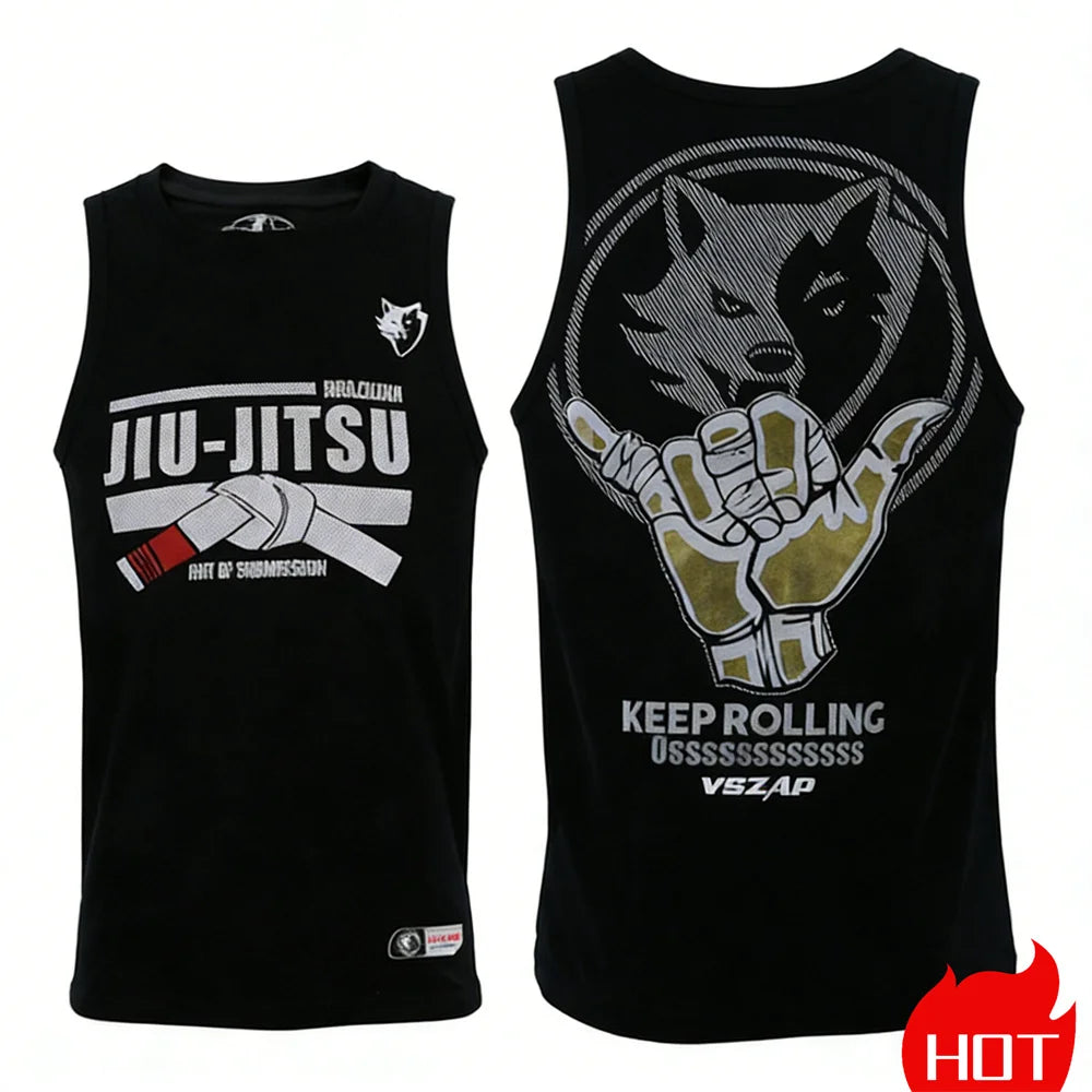 Summer men's sleeveless sports T-shirt Muay Thai training vest Quick drying wrestling vest Muay Thai men's t-shirts and tank top