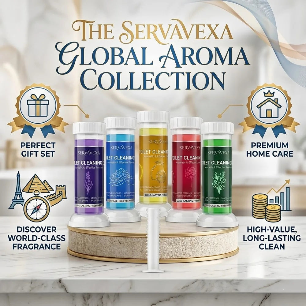 SERVAVEXA 5Pcs Toilet Cleaning Gel Kit Aromatic Flower Needle Stamp Cleaner Deodorizer Removes Stains & Limescale Fresh Scent