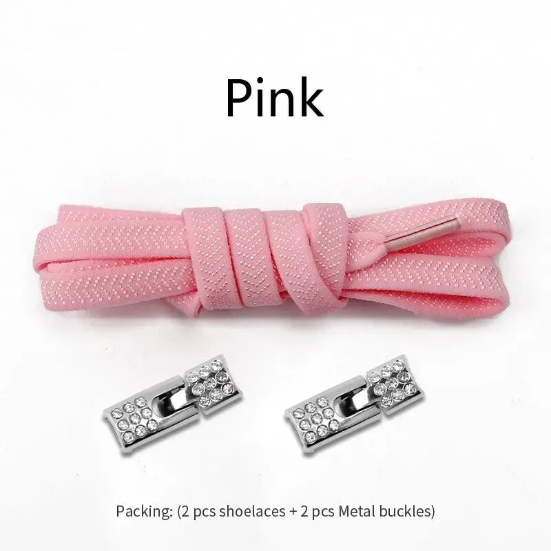 Elastic Laces Sneakers Diamond Cross Locks Shoelaces Without Ties Kids Adult 8MM Width No Tie Shoe Laces Rubber Bands Shoelace