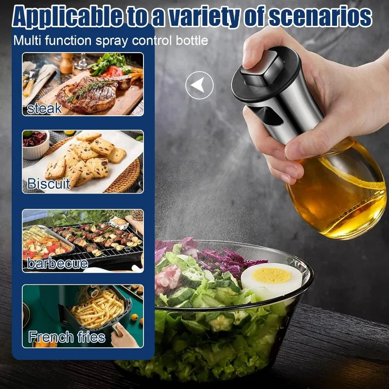Oil Sprayer for Cooking, 200ML Olive Oil Sprayer Mister, stainless steel Oil Spray Bottle,Portable Oil Spritzer Kitchen Gadgets