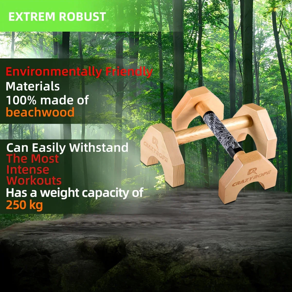 Wooden Push-up Bar Stands - Gym Fitness Training