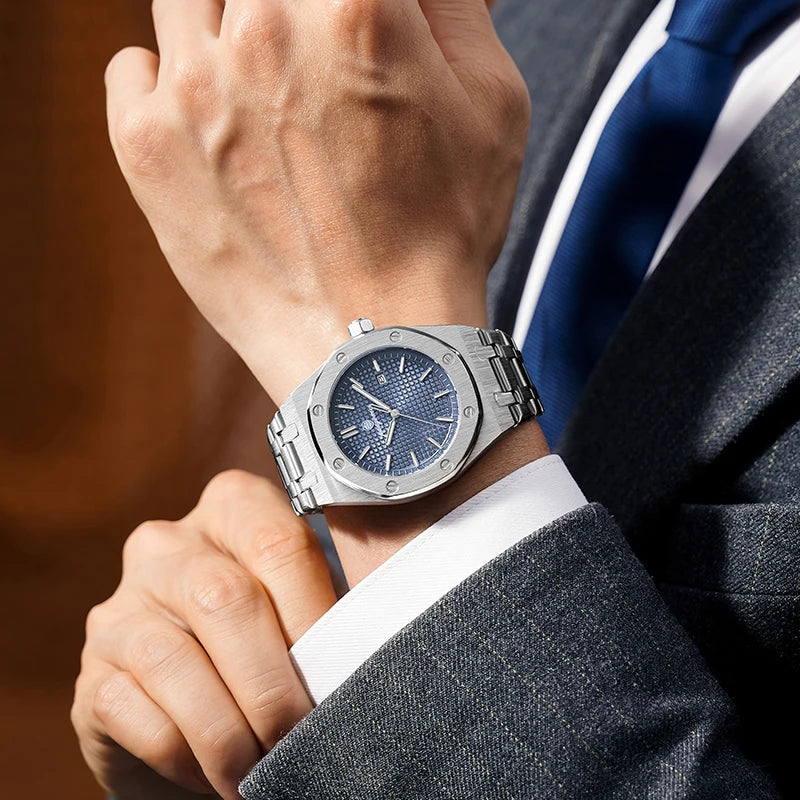 PAAZOMU Luxury Quartz Man Wristwatch Waterproof Luminous Date Men Watches Stainless Steel Men's Watch Male Reloj+Gift Box