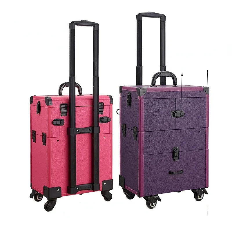Travel Cosmetic Trolley Case Tattoo Storage Toolbox Multifunctional Makeup Case Professional Beauty and Nail Trolley Luggage