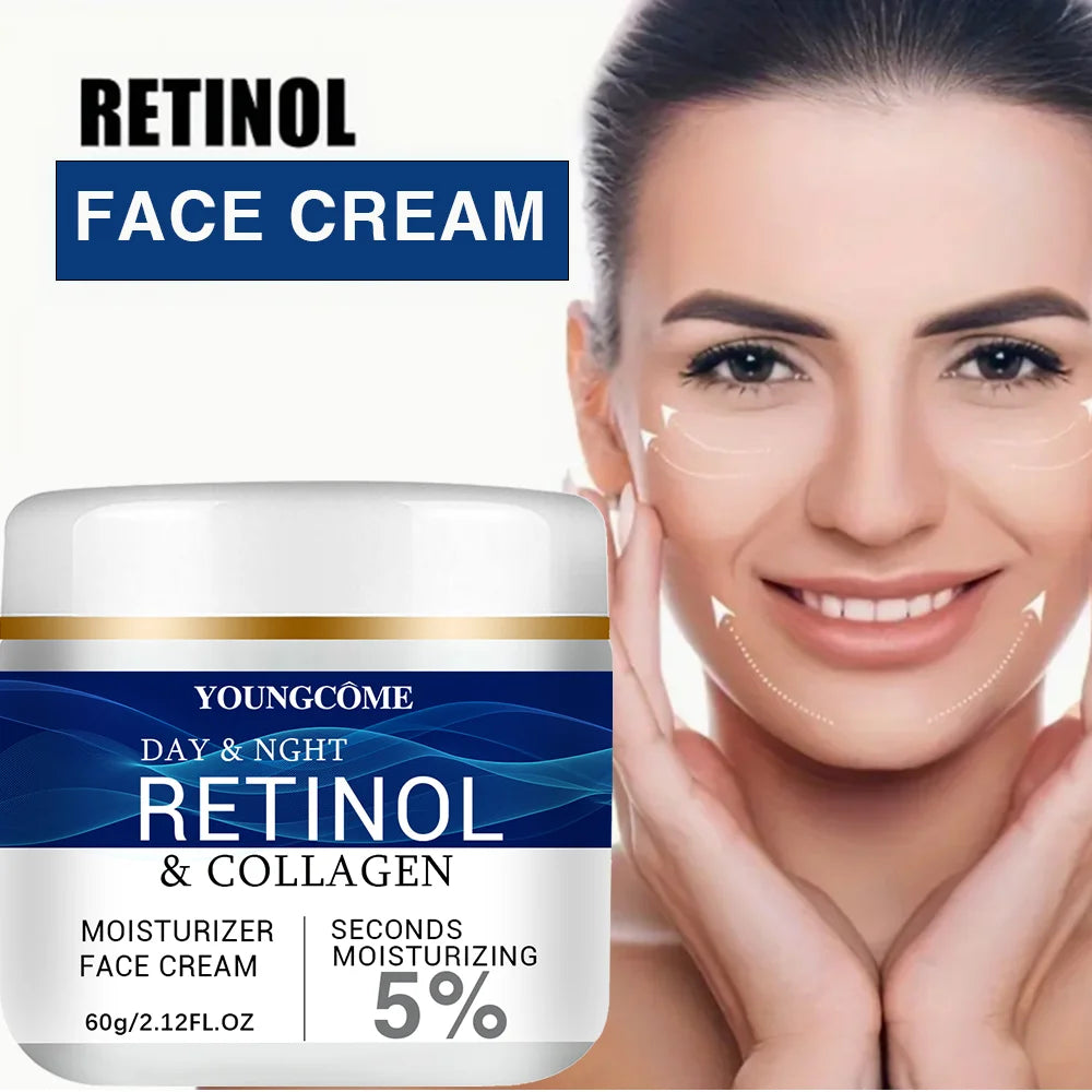 YOUNGCOME Collagen Retinol Hyaluronic Acid Facial Cream Anti Aging Firming Lifting Fade Fine Lines Whitening Moisturizing
