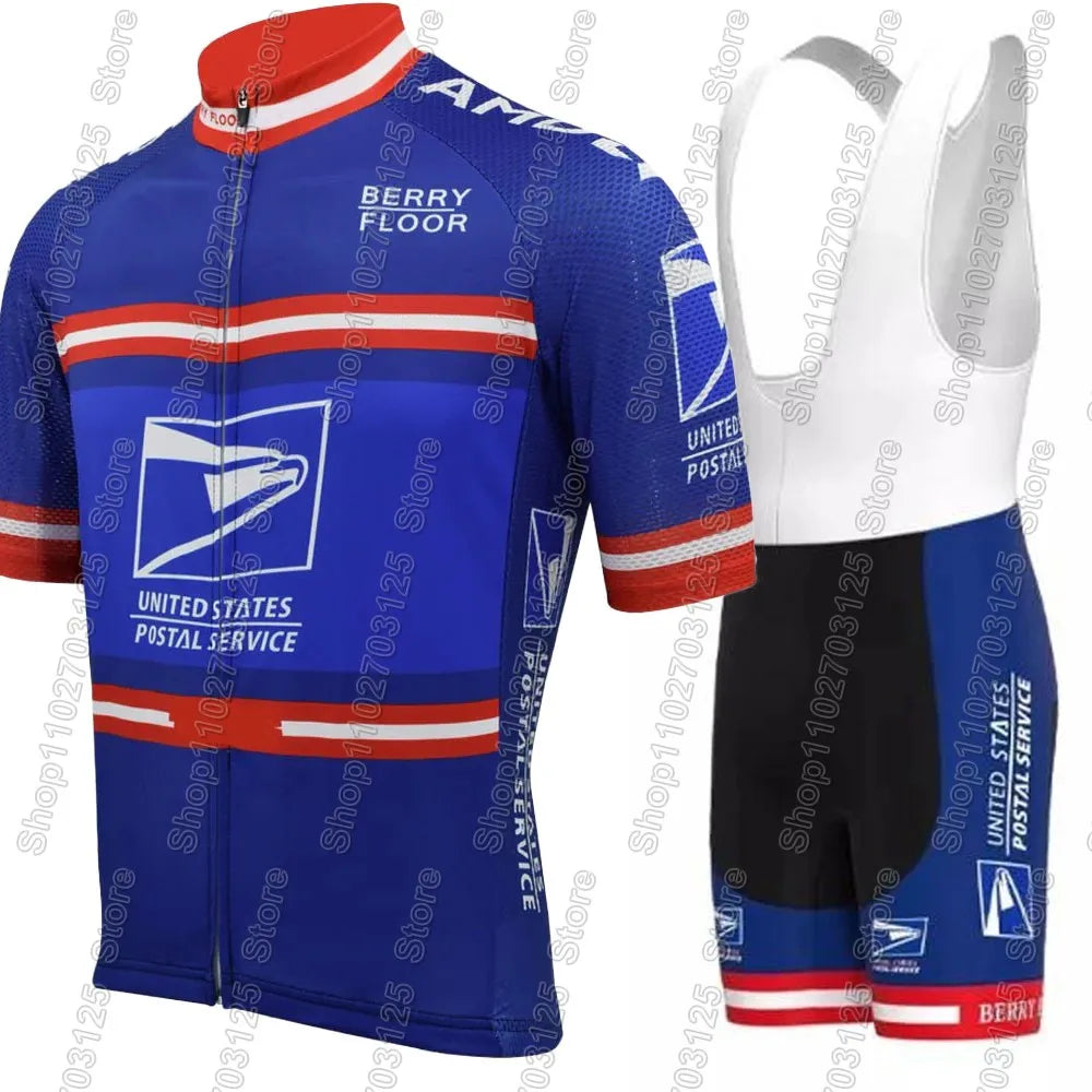 2026 USA-Postal cycling Jersey Set National Team Clothing Men Blue Road Bike Shirt Suit Bicycle Bib Shorts Skull Ropa Maillot