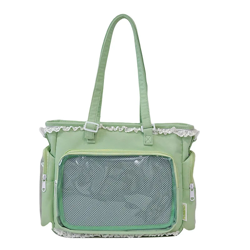 Japan Style Preppy Messenger Bag with Cute Bow Anime Shoulder Crossbody Bag For Sweet JK Girls Tote Bag
