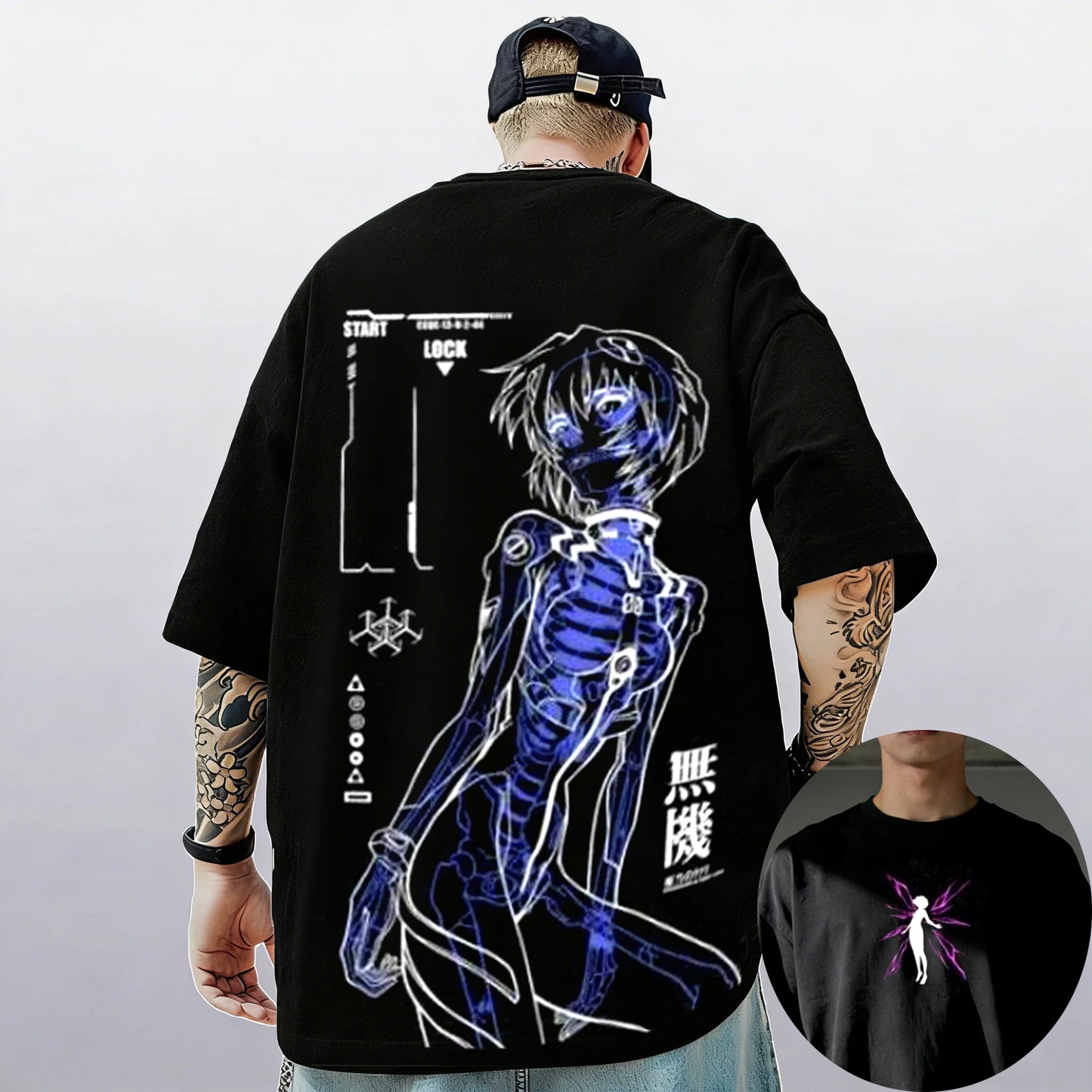 2026 New Neon Genesis Evangelion End of Eva Eye Printed Short Sleeve T-shirt Men's and Women's T-shirt Men's Top Sports T-shirt