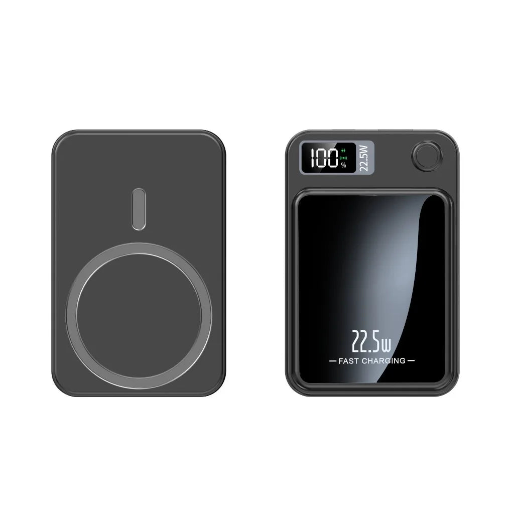 Power Bank 10000mAh Com Base Magnética E Display Digital Carregamento Sem Fio Para Celular Viagem