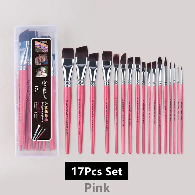 7/10/17 Pcs Multi-functional Face Body Paint Brushes High Quality Sky Blue Artist Watercolor Painting Makeup Tool Make Up Brush