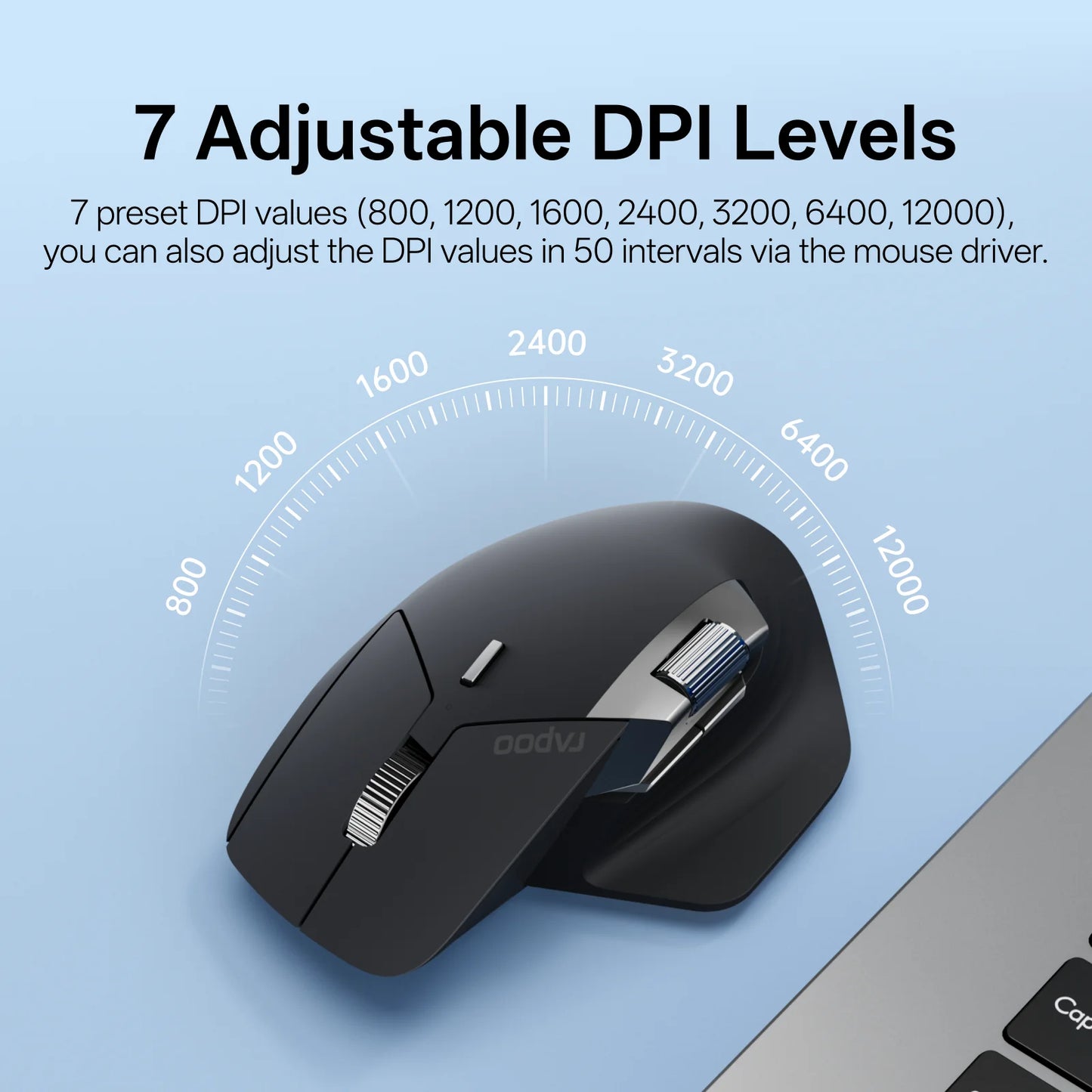 Rapoo MT720PRO Wireless Mouse NearLink + Bluetooth 5.0 Multi-Device 12000 DPI 2K Polling Rate Ergo for Work Gaming Quiet Clicks
