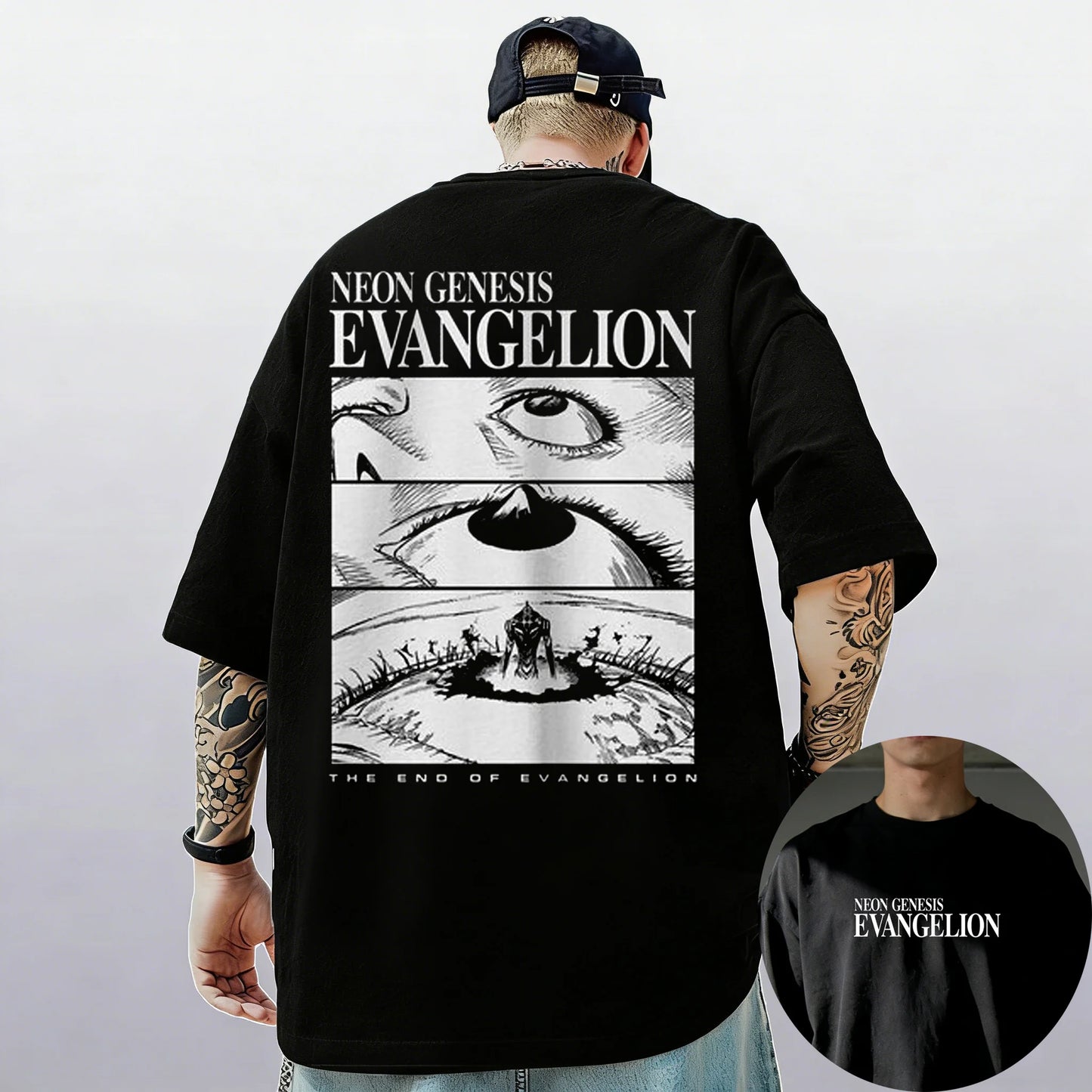 2026 New Neon Genesis Evangelion End of Eva Eye Printed Short Sleeve T-shirt Men's and Women's T-shirt Men's Top Sports T-shirt