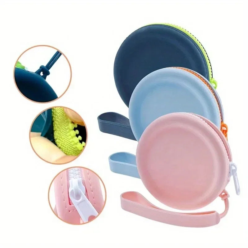 1Pc New mini zipper silicone makeup bag headphone storage bag waterproof silicone coin wallet
