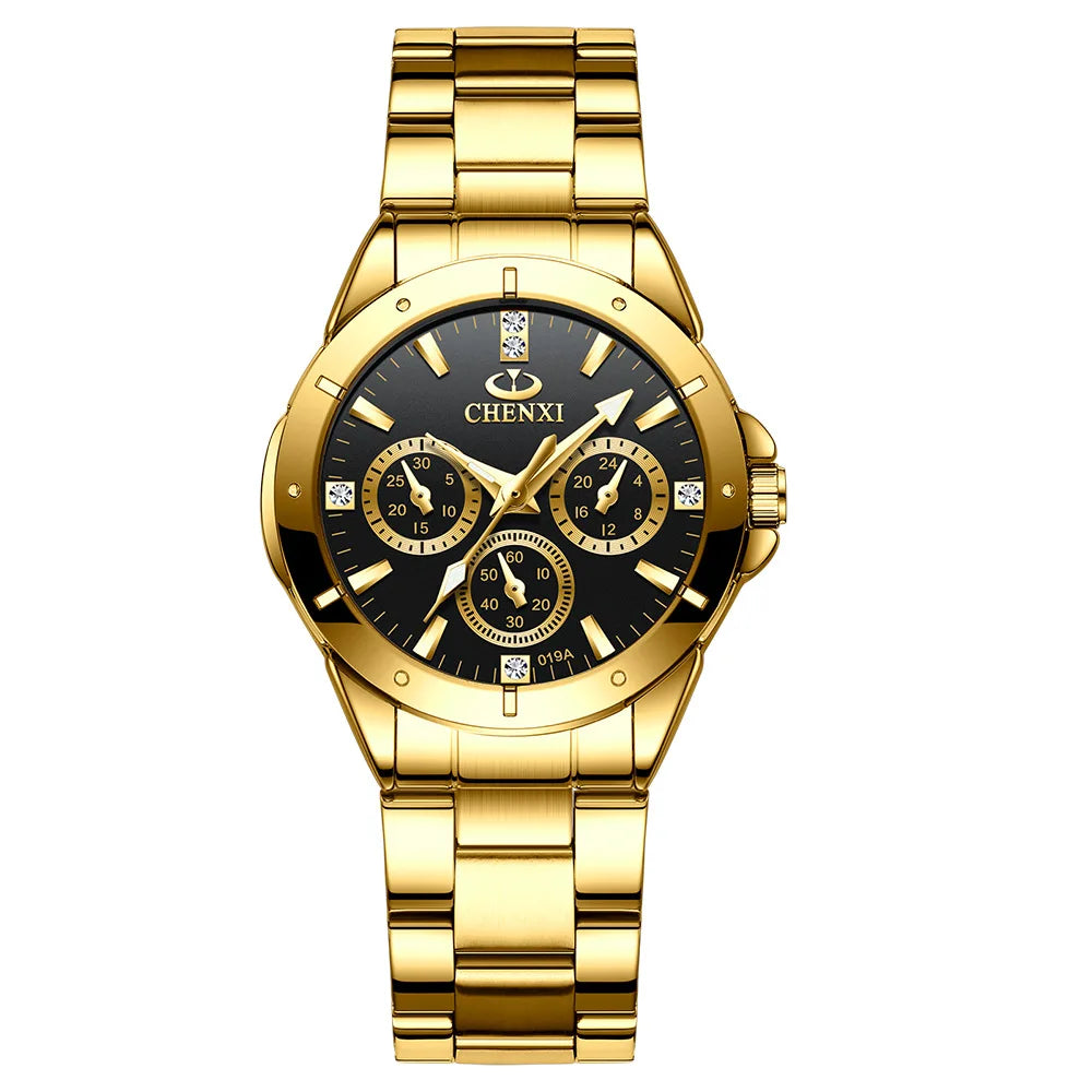 CHENXI Watches Women‘s Fashion Luxury All Stainless Steel High Quality Rhinestone Ladies Quartz Wristwatches for Women