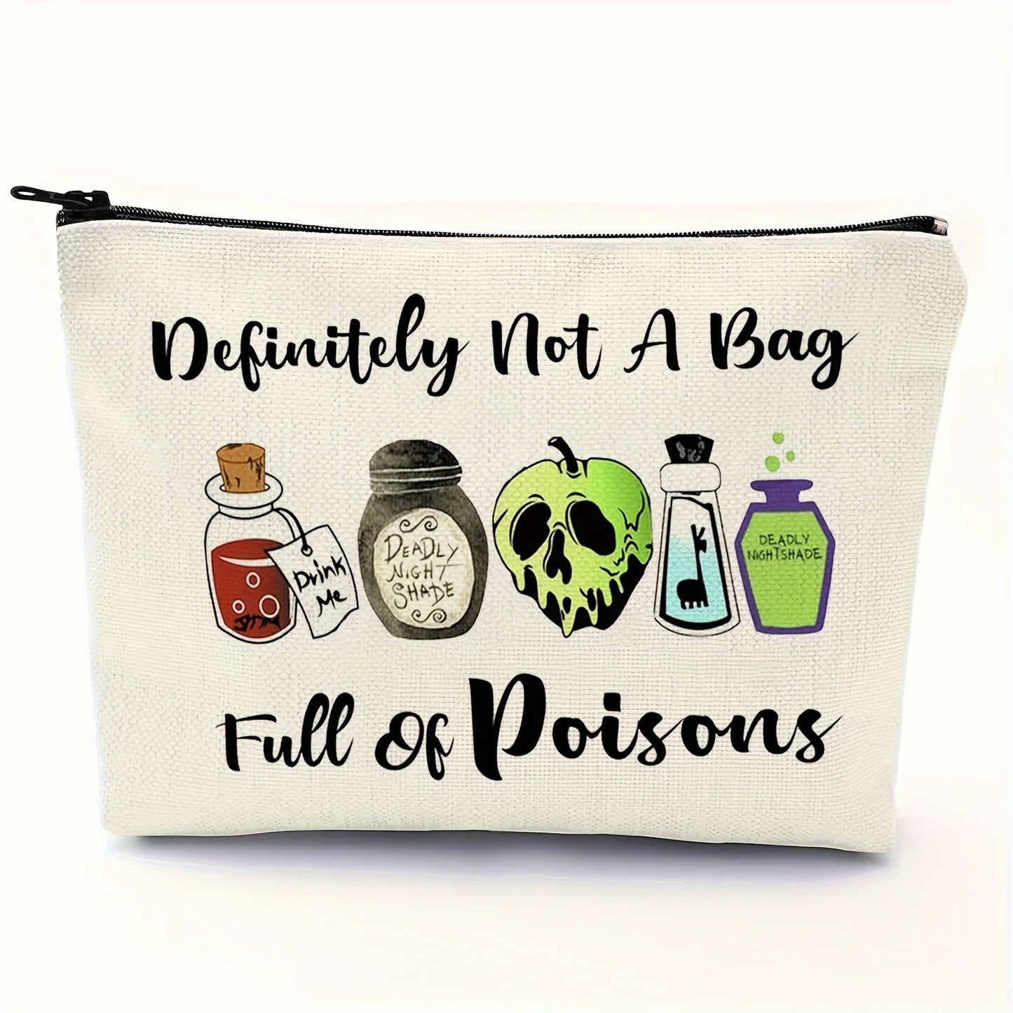 Evil Queen Poison Enthusiast Gift Large Capacity Makeup Bag with Zipper Perfect for Witch-Themed Cosmetic Pouch