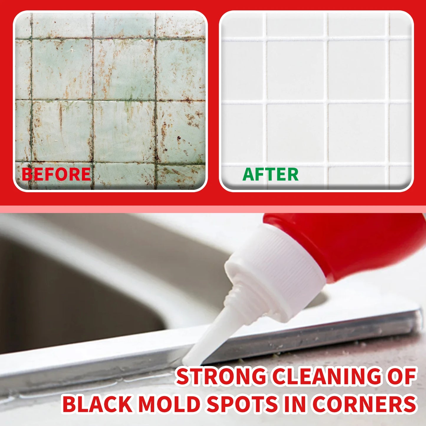 JAKEHOE Household Mold Remover Gel Deeply Clean Mildew Remove Mildew Stains Odors Mold Cleaning Gel for Wall Tiles Window Gaps
