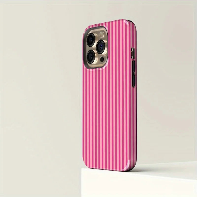 Striped Pink on Pink Tough Phone Case IPhone 16 15 14 13 12 11 Pro Max Casings Cover Cheap Cell Phones Cell Phone Accessories