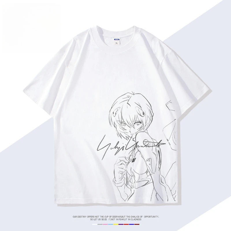 Neon Genesis Evangelion Rei Ayanami Printed T-shirt Men's and Women's T-shirt Men's Top Sports T-shirt Men's T-shirt Summer Tee