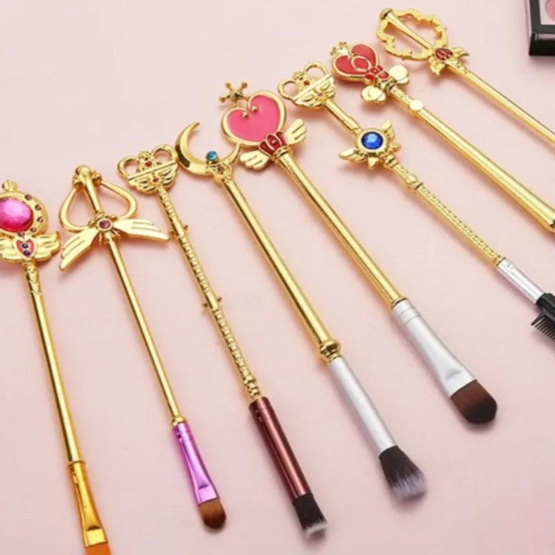 8pcs/set Sailor Moon Makeup Brushes Cosmetic Makeup Brush Set Professional Tool Kit Set Pink Drawstring Bag Included