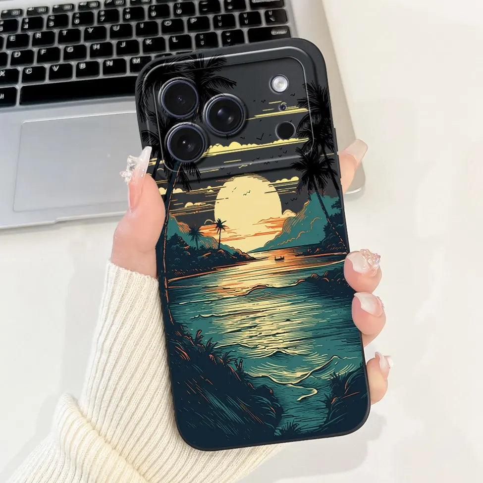 For iPhone 17 Pro Case Silicone Luxury Flowers Cute Kawaii Funny Painted Cover For iP 17 Pro Phone Case A3256 A3522 A3523 A3524