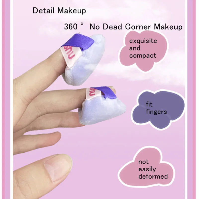 LISHU 3pcs Mini Flocking Powder Puffs Detail Makeup Blender Sponge Fluffy  Plush Blusher Foundation  Application Cosmetic Tool