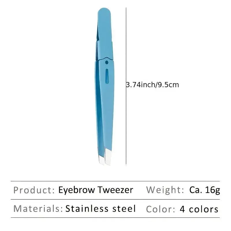 Colorful Slanted Eyebrow Tweezers Premium Stainless Steel for Fine Hair Pulling, Professional Beauty & Makeup Removal Tools
