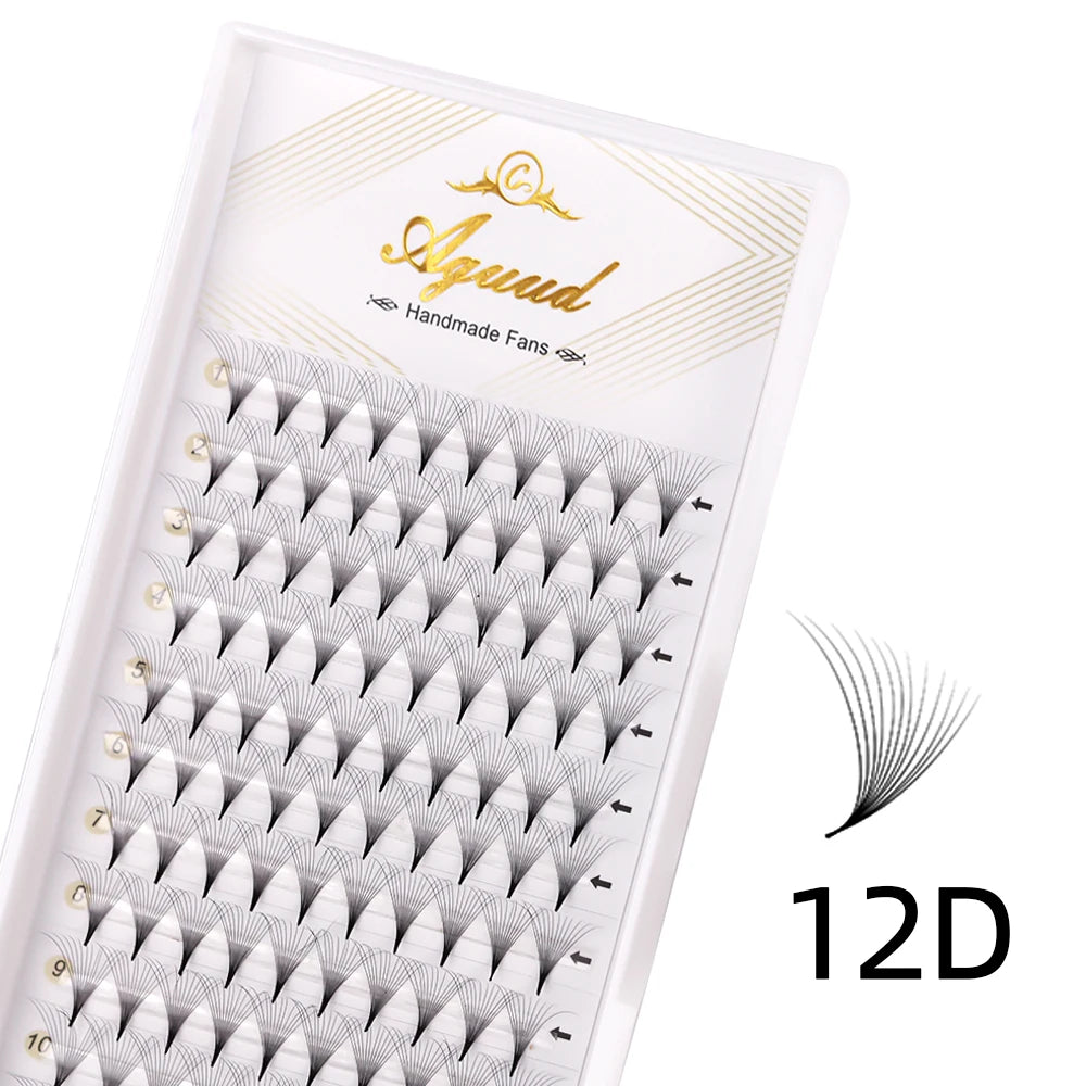 AGUUD Sharp Narrow Stem Premade Fans Eyelash Thin Pointy Base Russian Volume Fans Lash Premade Volume Fans Lashes Makeup Cilios