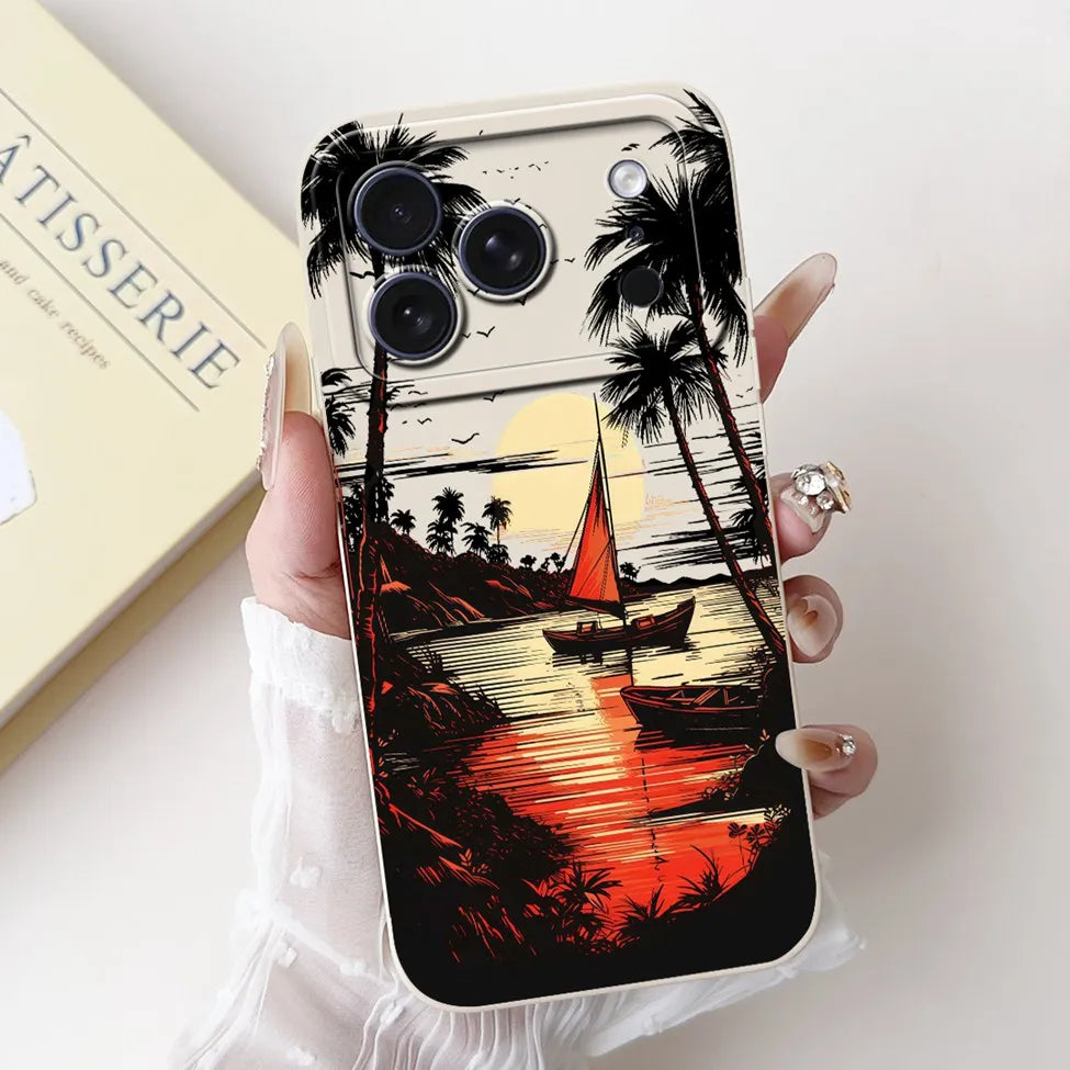 For iPhone 17 Pro Case Silicone Luxury Flowers Cute Kawaii Funny Painted Cover For iP 17 Pro Phone Case A3256 A3522 A3523 A3524
