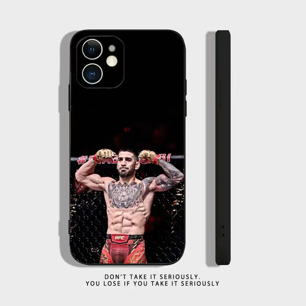 I-Ilia Fighting T-Topuria Phone Case For iPhone 16,15,14,13,12,11,Pro,X,XS,Max,XR,Plus,Mini Soft Silicone Black Shockproof TPU