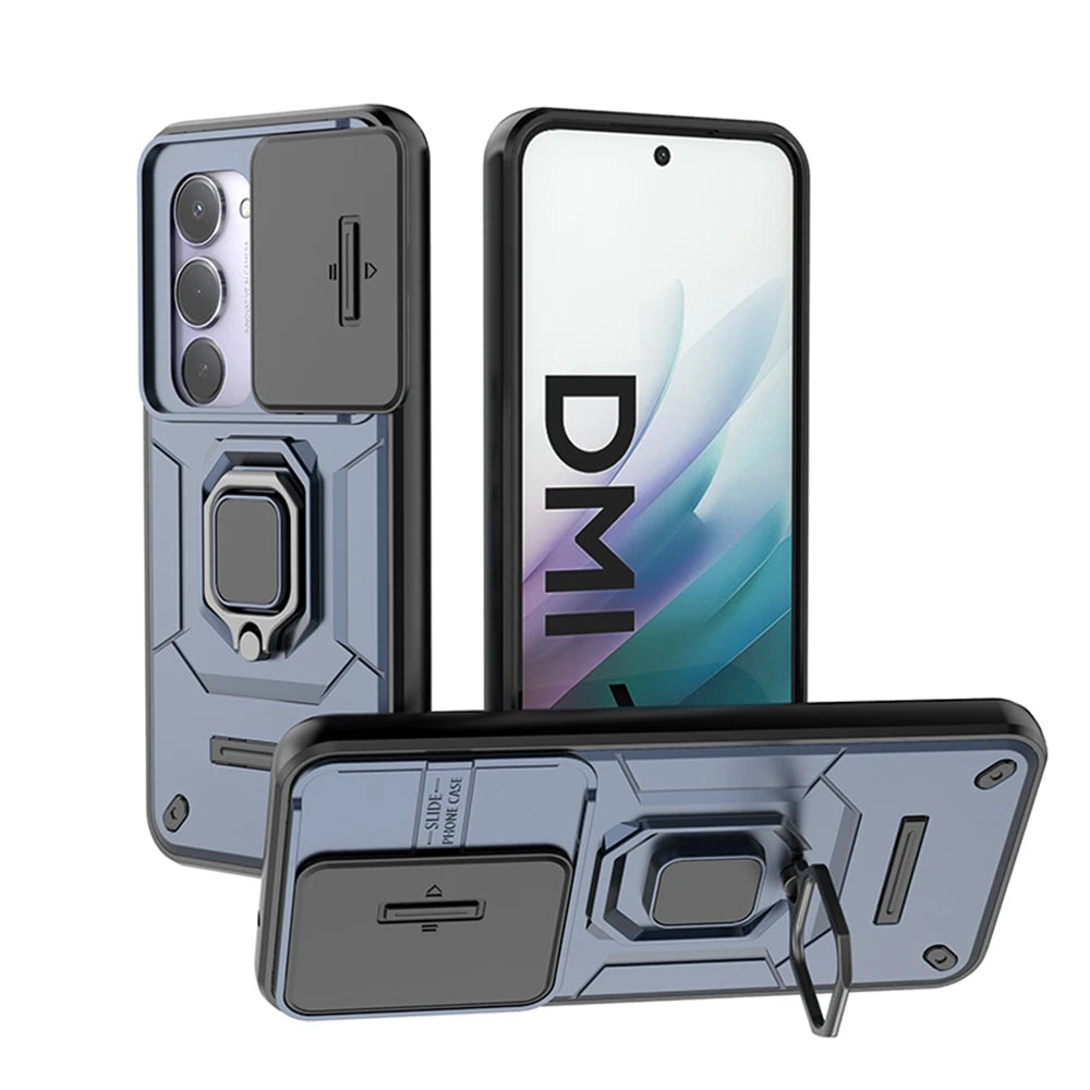 For Xiaomi Redmi 15 4G 171mm Case Slide Camera Protect Phone Case For Redmy 15 Redmi15 4G Magnetic Ring Holder Armor Back Cover
