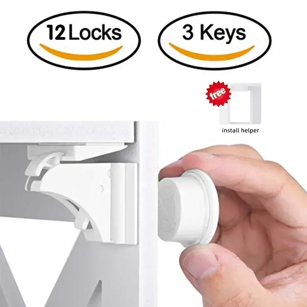 Toddler Safety Child Lock with Magnetic Keep Your Kids Safe Children's Lock Ideal Drawer Cabinet Door Safety for Baby Protection